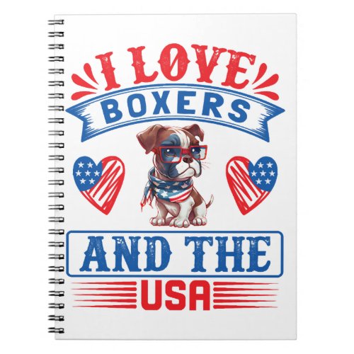 Patriotic Boxer Dog Notebook