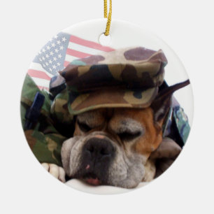 Patriotic Boxer dog ornament