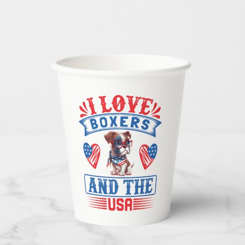 Patriotic Boxer Dog Paper Cups
