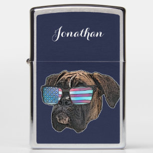 Patriotic boxer dog personalized zippo lighter