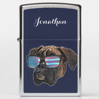 Patriotic boxer dog personalized zippo lighter