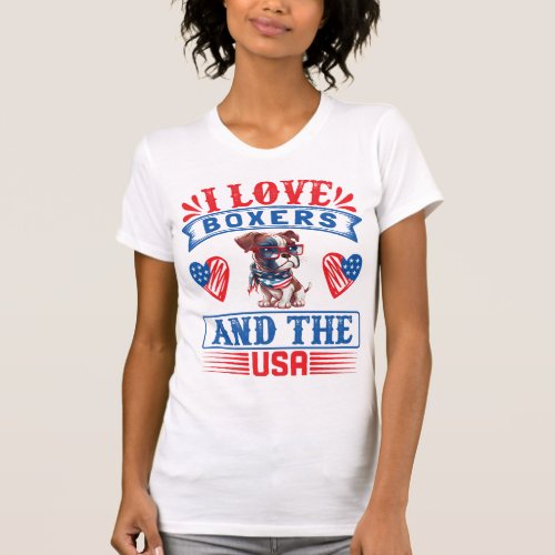 Patriotic Boxer Dog T_Shirt