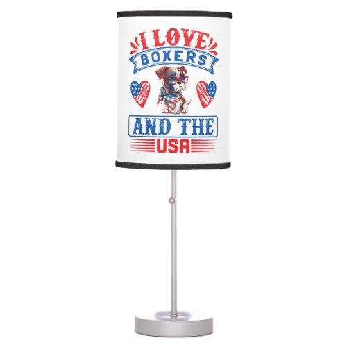 Patriotic Boxer Dog Table Lamp