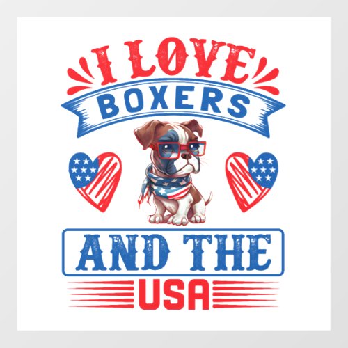 Patriotic Boxer Dog Wall Decal