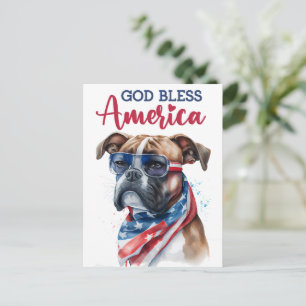 Patriotic Boxer, God Bless America Postcard