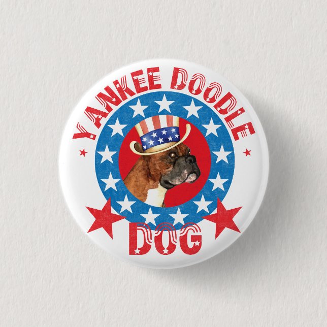 Patriotic Boxer Pinback Button (Front)