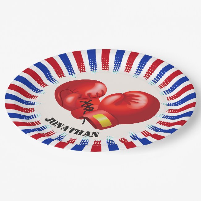 Patriotic Boxing Gloves Design Paper Party Plate