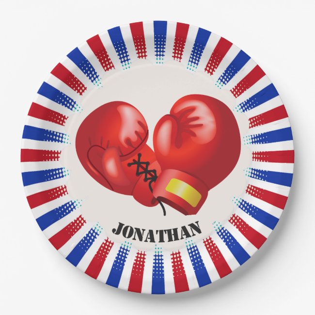 Patriotic Boxing Gloves Design Paper Party Plate