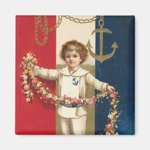 Patriotic Boy Square Magnet