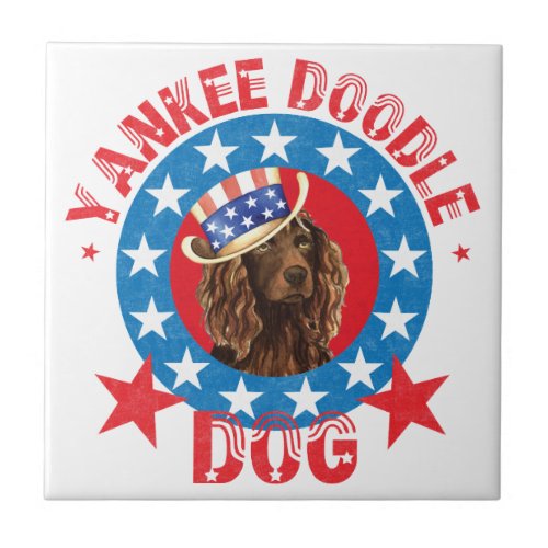 Patriotic Boykin Spaniel Ceramic Tile