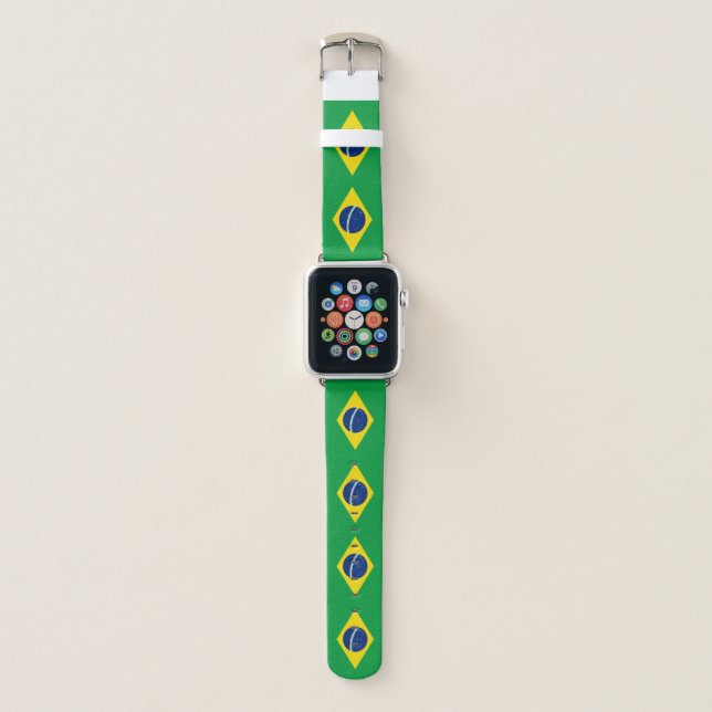 Patriotic Brazil Flag Apple Watch Band (Front)