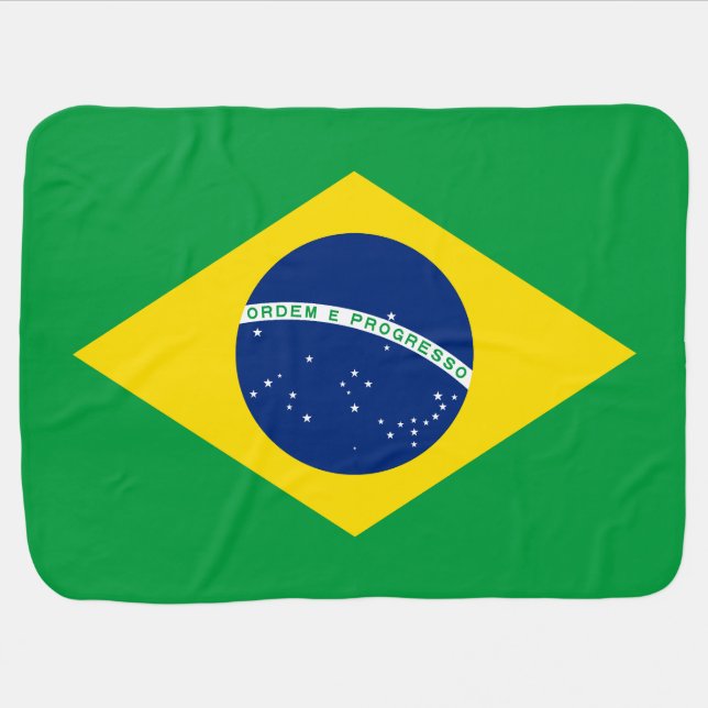 Patriotic Brazil Flag Baby Blanket (Horizontal)
