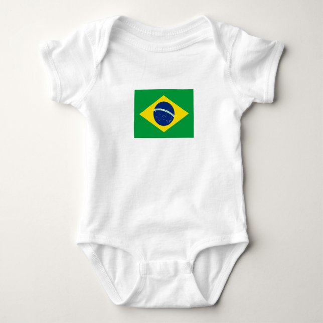 Patriotic Brazil Flag Baby Bodysuit (Front)