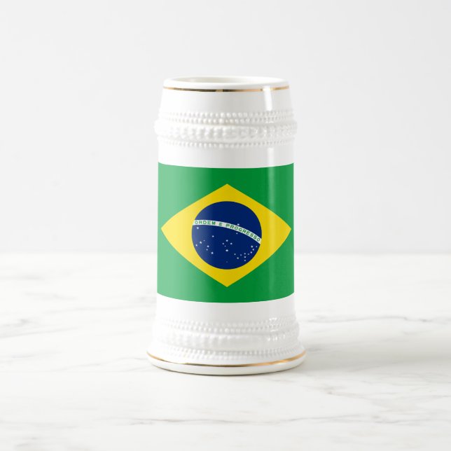 Patriotic Brazil Flag Beer Stein (Center)