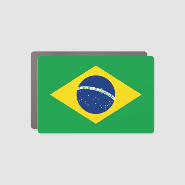 Patriotic Brazil Flag Car Magnet (Front)