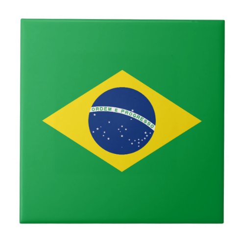 Patriotic Brazil Flag Ceramic Tile