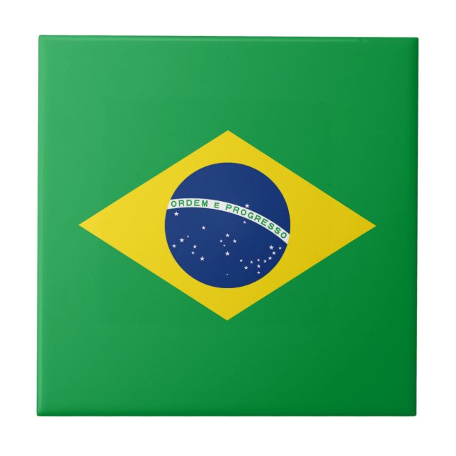 Patriotic Brazil Flag Ceramic Tile (Front)