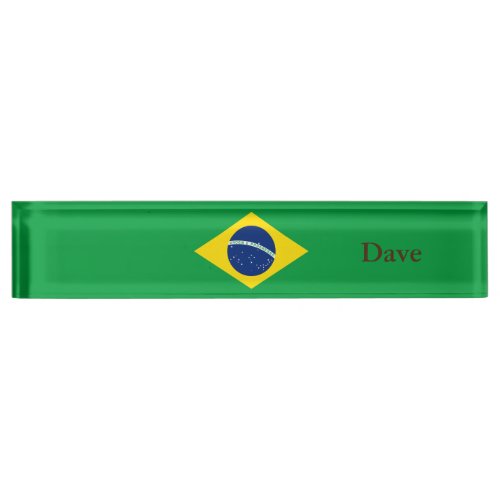 Patriotic Brazil Flag Desk Name Plate