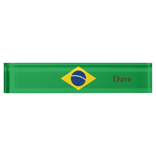 Patriotic Brazil Flag Desk Name Plate (Front)