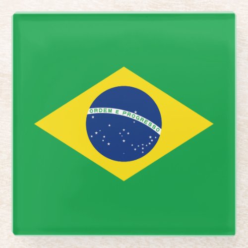 Patriotic Brazil Flag Glass Coaster