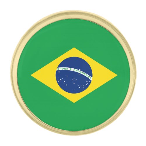 Patriotic Brazil Flag Gold Finish Lapel Pin