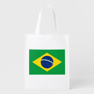 Patriotic Brazil Flag Grocery Bag
