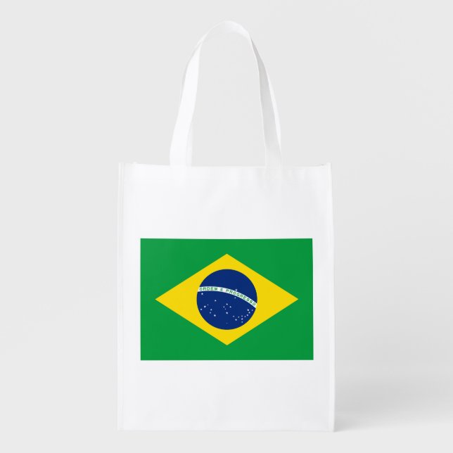 Patriotic Brazil Flag Grocery Bag (Front)