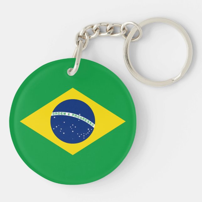 Patriotic Brazil Flag Keychain (Back)