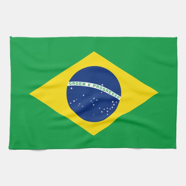Patriotic Brazil Flag Kitchen Towel (Horizontal)
