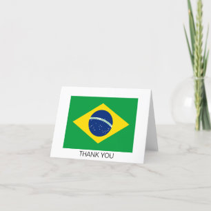 Patriotic Brazil Flag Letterpress Thank You Card