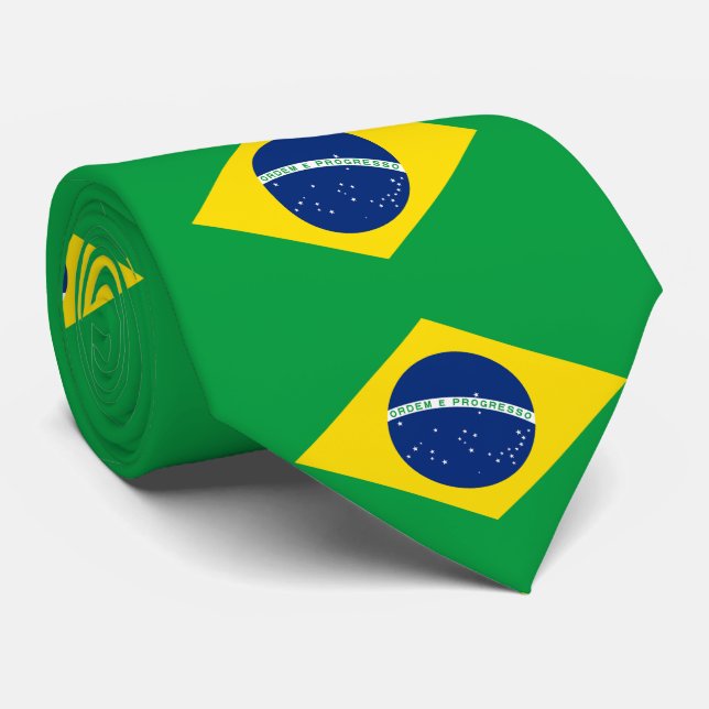 Patriotic Brazil Flag Neck Tie (Rolled)