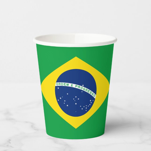 Patriotic Brazil Flag Paper Cups
