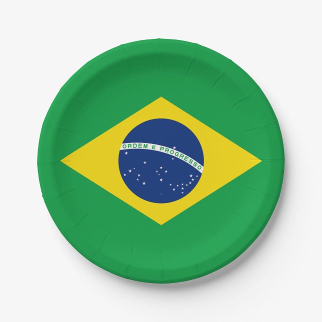Patriotic Brazil Flag Paper Plates (Front)