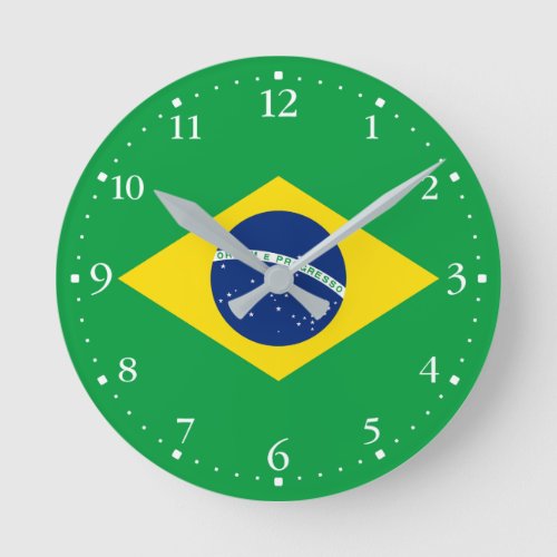 Patriotic Brazil Flag Round Clock
