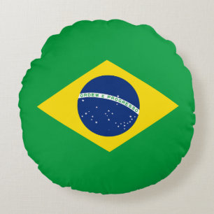 Patriotic Brazil Flag Round Pillow