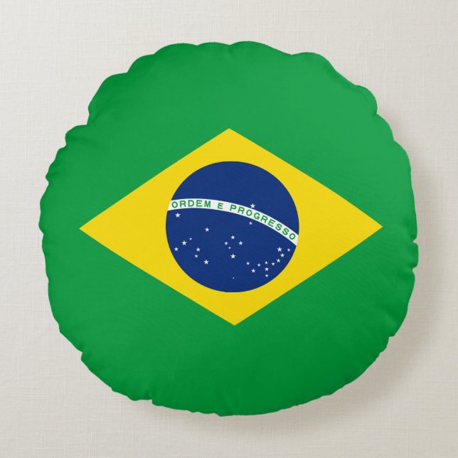 Patriotic Brazil Flag Round Pillow (Front)