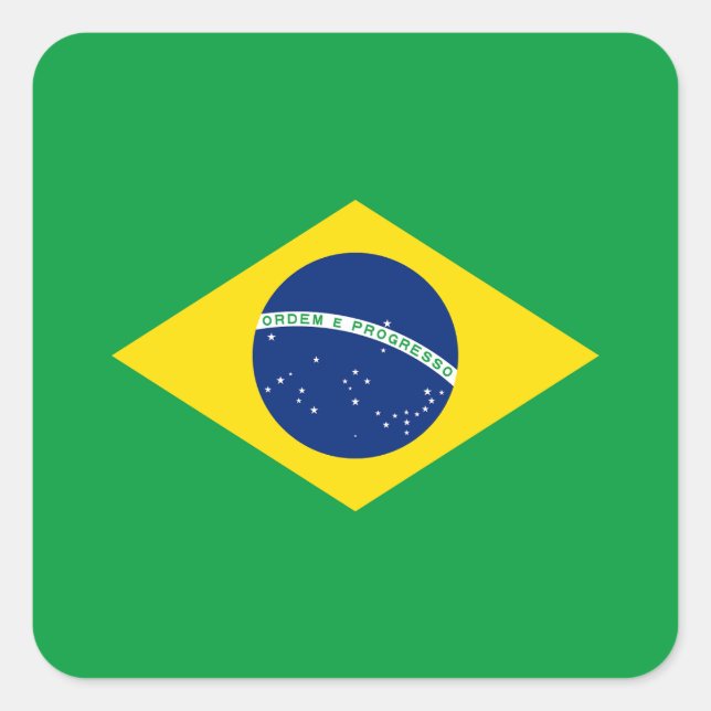 Patriotic Brazil Flag Square Sticker (Front)