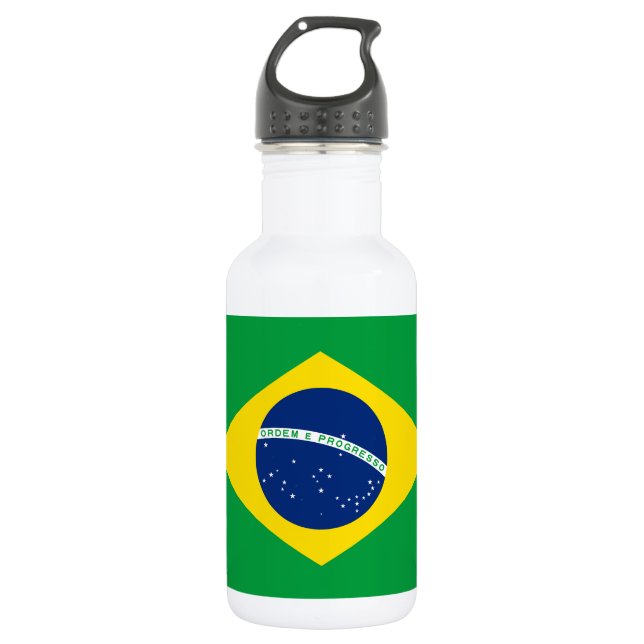 Patriotic Brazil Flag Stainless Steel Water Bottle (Front)