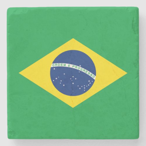 Patriotic Brazil Flag Stone Coaster