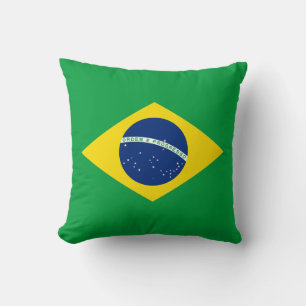 Patriotic Brazil Flag Throw Pillow