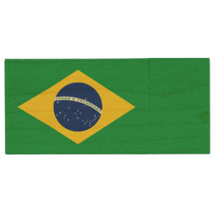 Patriotic Brazil Flag Wood Flash Drive