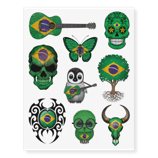 Patriotic Brazilian Flags Collection Temporary Tattoos Zazzle Com