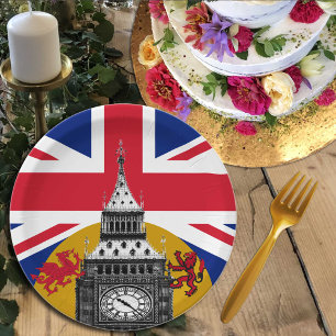 Patriotic Britain, British Flag & Dragon, Rampant Paper Plates