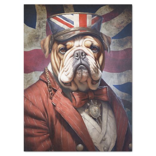 Patriotic British Bulldog Decoupage Tissue Paper