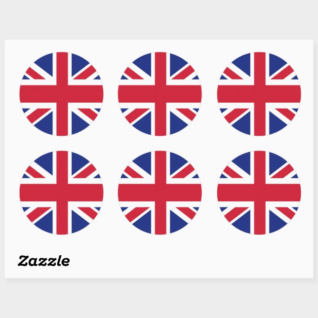 Patriotic British Union Jack Flag Classic Round St Sticker (Sheet)