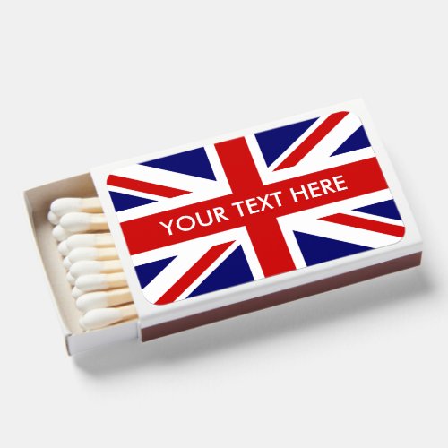 Patriotic British Union Jack flag custom text Matchboxes