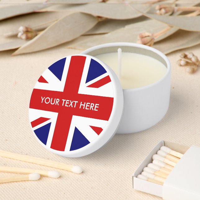 Patriotic British Union Jack flag custom wedding Mini Candle Favors (Insitu)