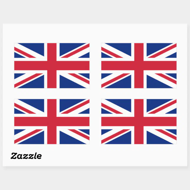 Patriotic British Union Jack Flag Rectangular Sticker | Zazzle