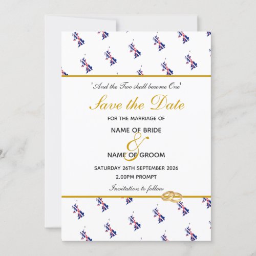 Patriotic British UNION JACK Map Wedding Save The Date