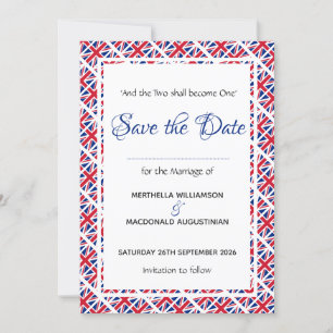 Patriotic British UNION JACK Wedding Save The Date